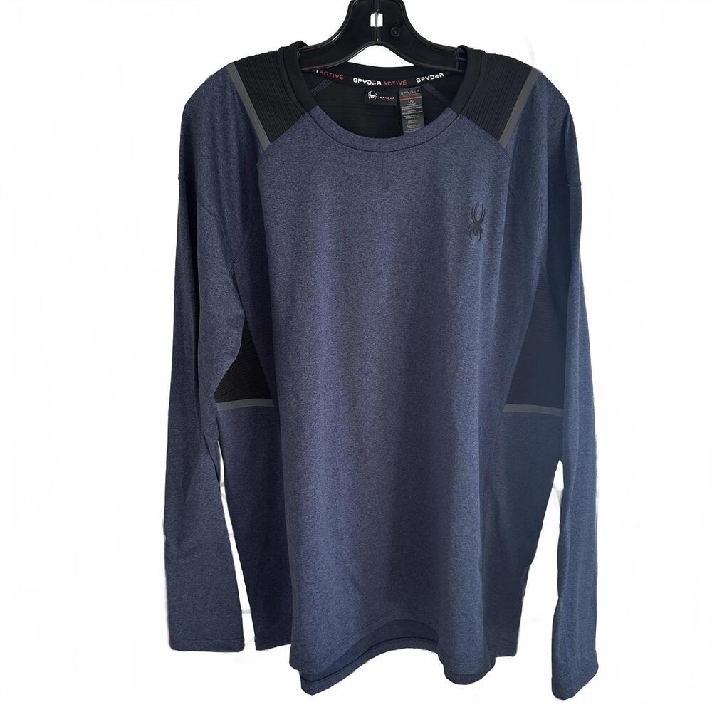 Spyder Active Shirt Mens Blue Long Sleeve Reflective Athletic ProWeb - Large